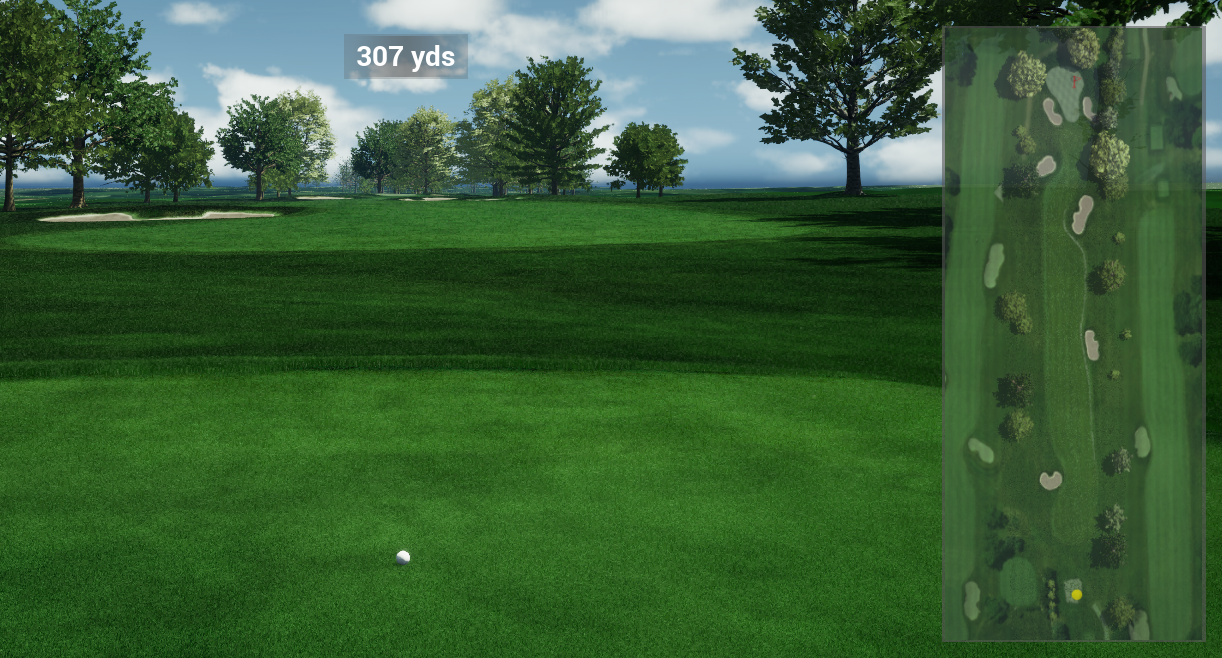 Top-down minimap tracking ball to the flag